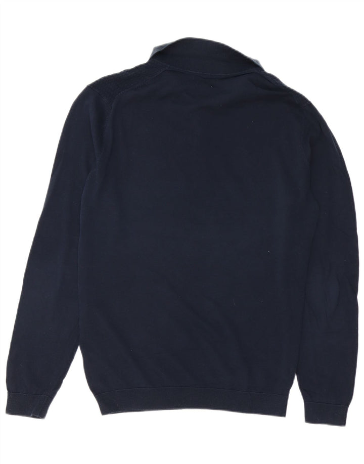 MASSIMO DUTTI Muški džemper s polo izrezom Srednji tamnoplavi pamuk