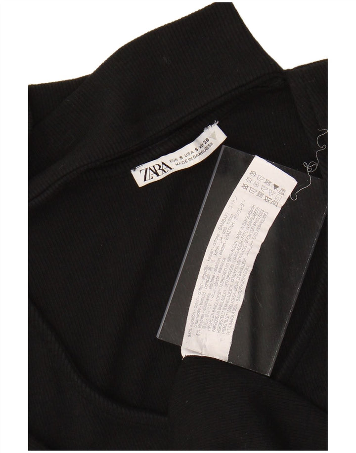 ZARA ženska haljina s dugim rukavima uz tijelo UK 8 Mala crna pamučna