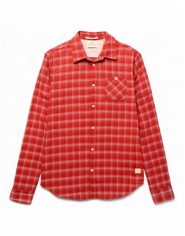 Scotch & Soda muška košulja srednje crvene karirane pamučne boje