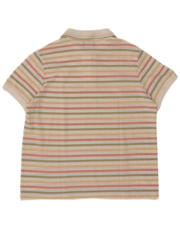 Vintage ženski džemper s polo ovratnikom UK 14 srednje raznobojnih pruga