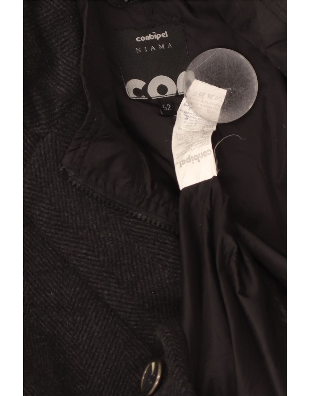 CONBIPEL Muški kaput Niama IT 52 Velika crna vuna riblja kost