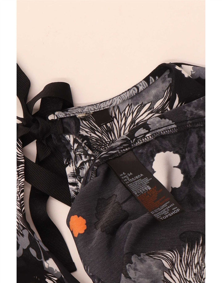 Topshop ženska prevelika bluza UK 6 XS crni cvjetni poliester