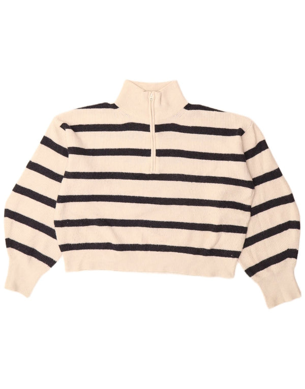 FRENCH CONNECTION Ženski kratki pulover s izrezom i patentnim zatvaračem UK 10 Mali bijeli