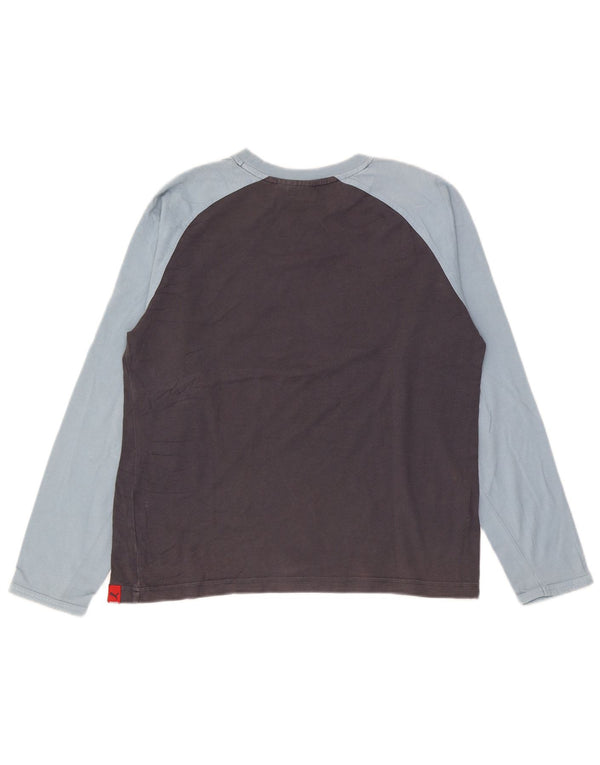 Puma Boys Graphic Top Long Sleeve 13-14 Years Grey Colourblock Cotton