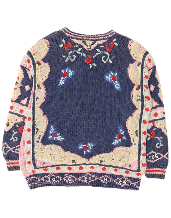 Together ženski kardigan džemper s grafičkim motivima UK 16/18 veliki plavi blok u boji