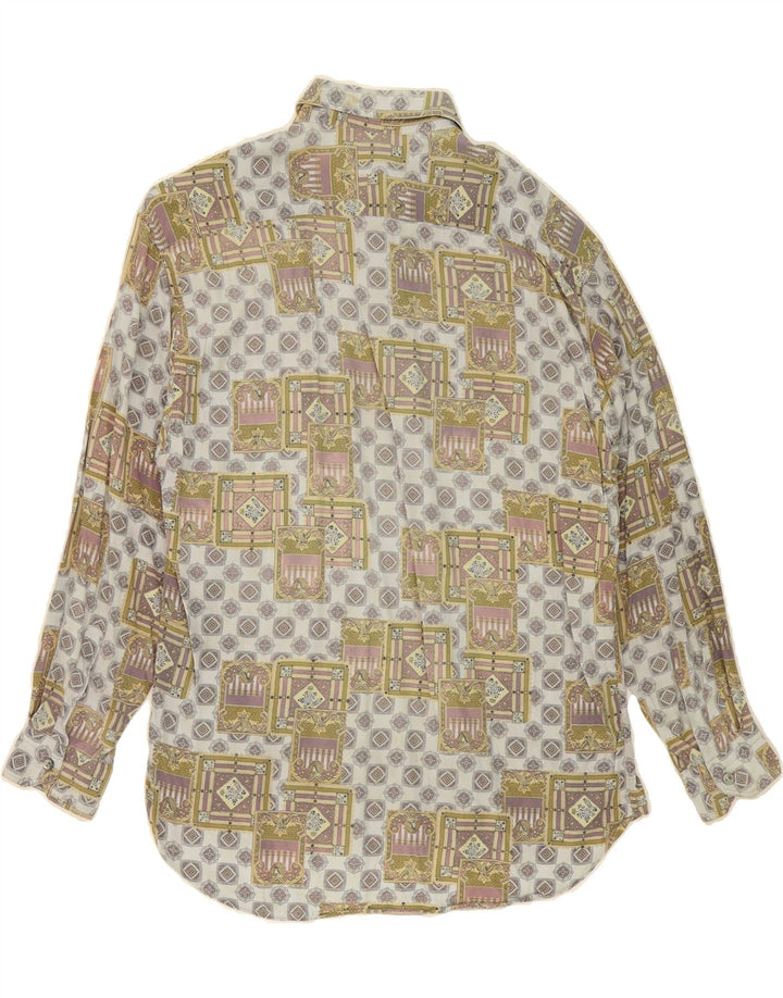 VINTAGE Mens Shirt Large Grey Patchwork Viscose Vintage Vintage and Second-Hand Vintage from Messina Hembry 
