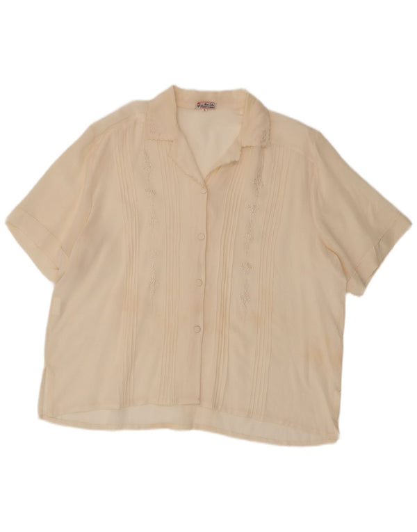 Vintage ženska široka košulja bluza UK 18 XL od bijele cvjetne svile