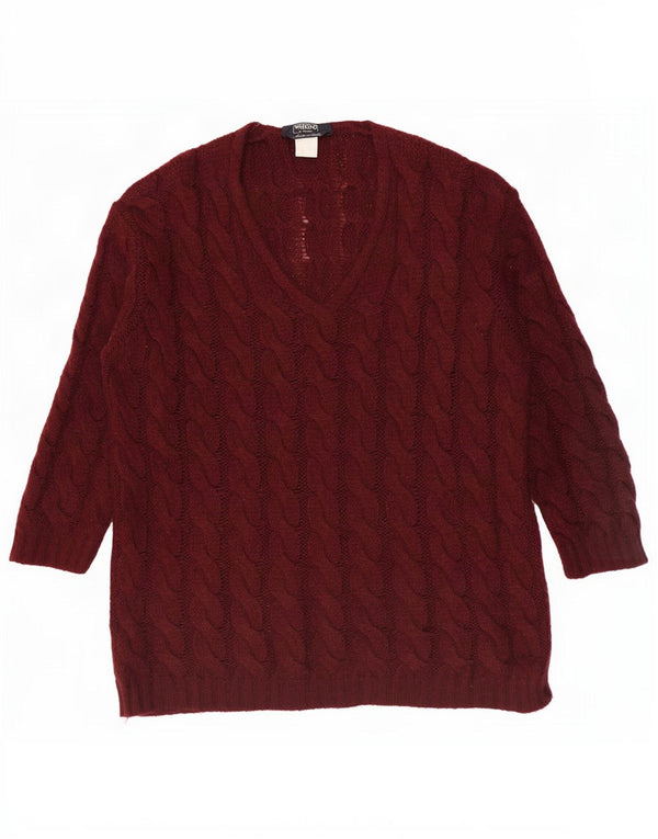 Max Mara ženska vikend haljina dugih rukava UK 16 Velika bordo