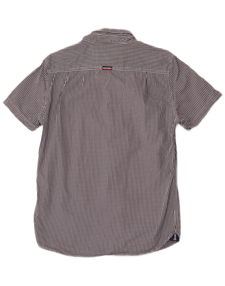 Superdry muška majica kratkih rukava Velika mornarsko plava pamuk gingham