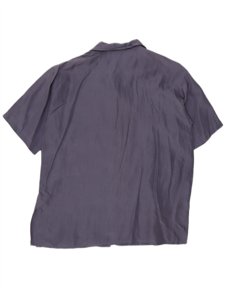Vintage ženska košulja kratkih rukava, bluza IT 42, srednje tamnoplava svila
