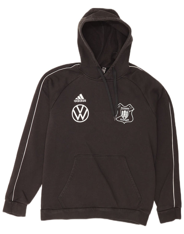 Veliki crni pamuk Adidas FSV Alemannia Geithain Graphic majica s kapuljačom
