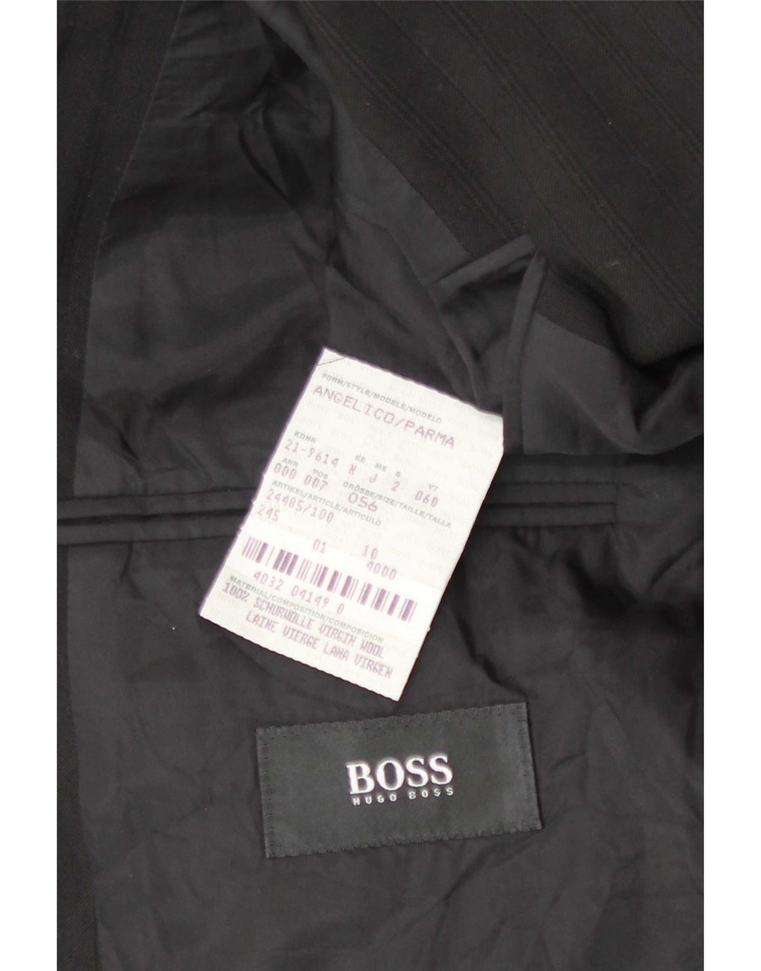 Hugo Boss muška jakna sa 3 gumba EU 56 3XL crna vunena prugasta jakna