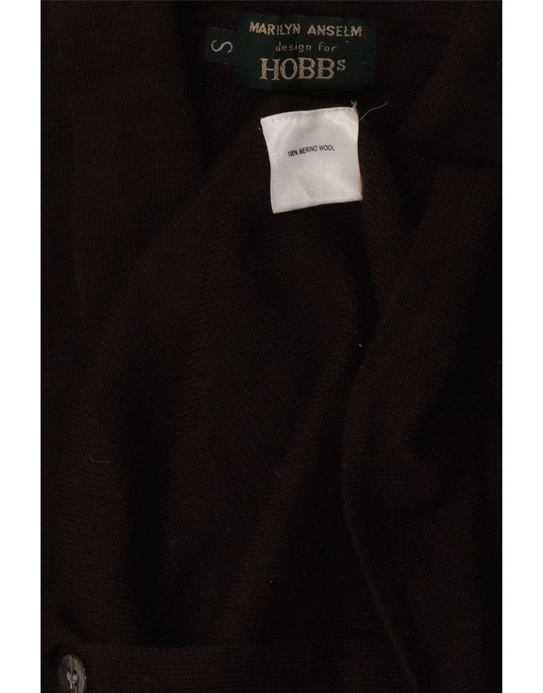 HOBBS ženski kardigan pulover UK 8 Mala smeđa merino vuna