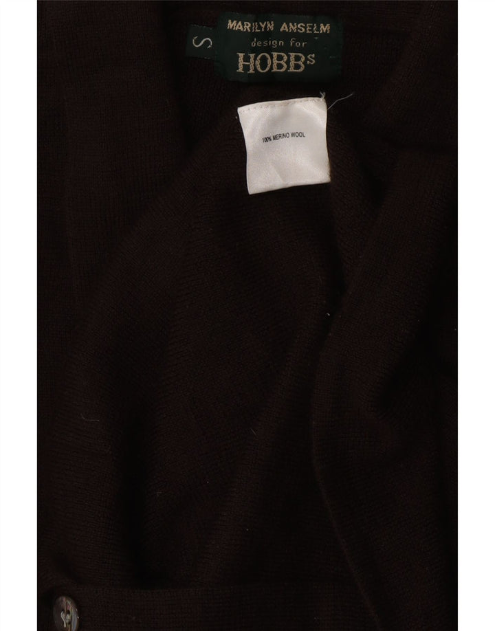 HOBBS ženski kardigan pulover UK 8 Mala smeđa merino vuna