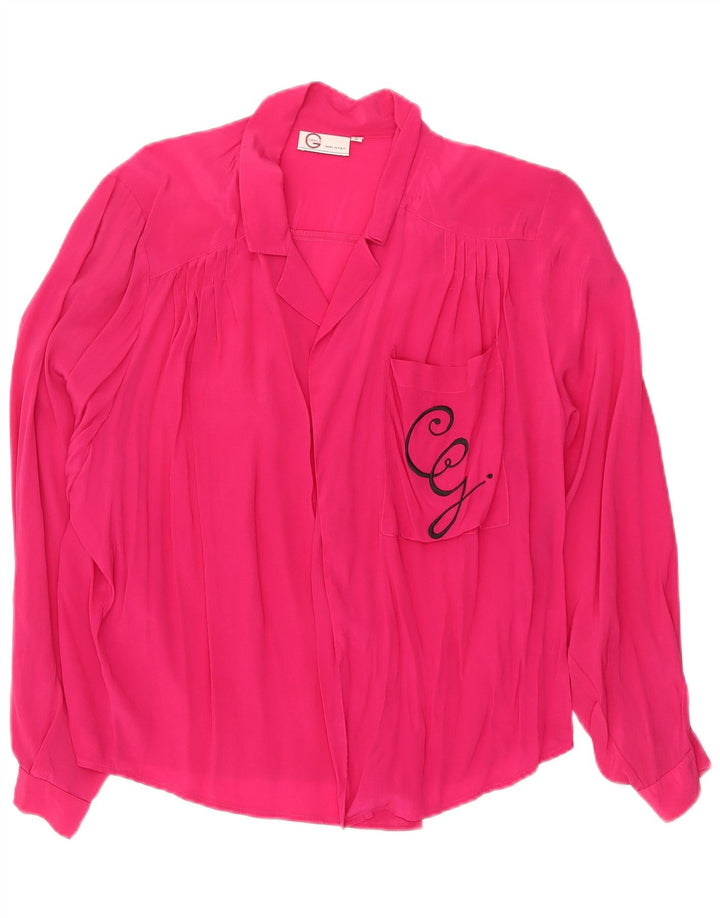 Vintage ženska prevelika košulja bluza UK 10 Mala ružičasta