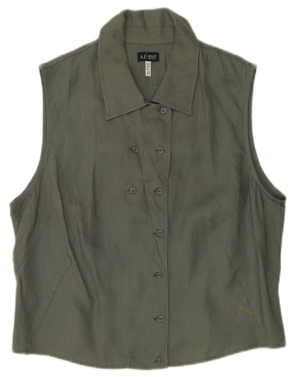 Armani Jeans Ženska košulja bez rukava s dvokopčanim kopčanjem IT 48 XL Kaki