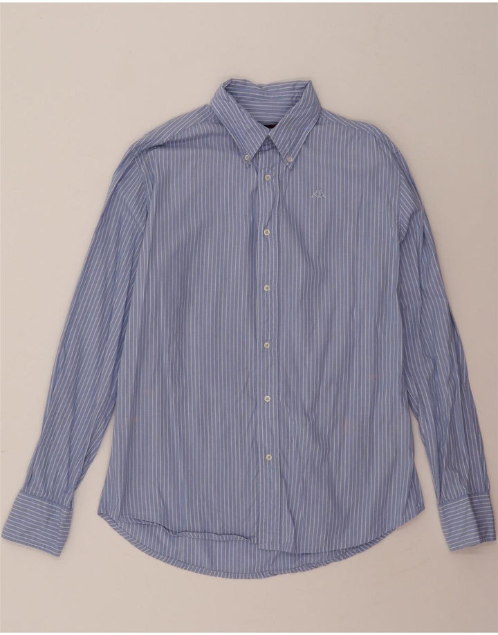 KAPPA Mens Shirt Large Blue Pinstripe Cotton Vintage Kappa and Second-Hand Kappa from Messina Hembry 