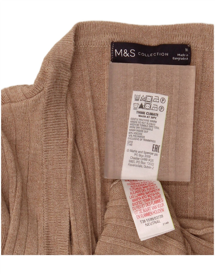 Marks & Spencer ženski otvoreni kardigan pulover UK 10 Small Beige