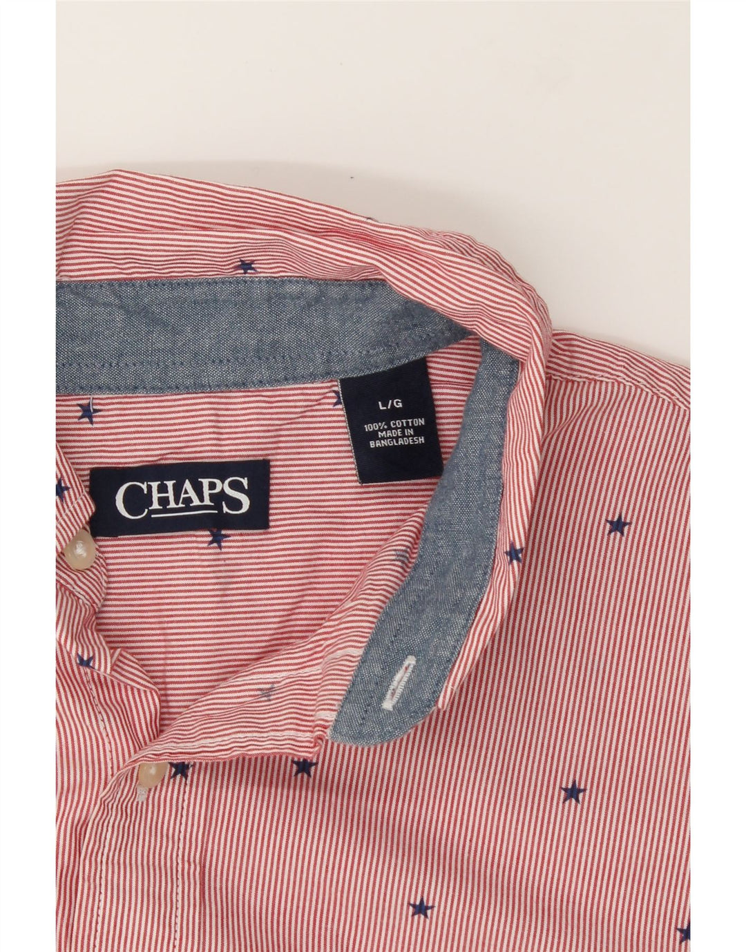 CHAPS Mens Short Sleeve Shirt Large Pink Striped Cotton Vintage Chaps and Second-Hand Chaps from Messina Hembry 