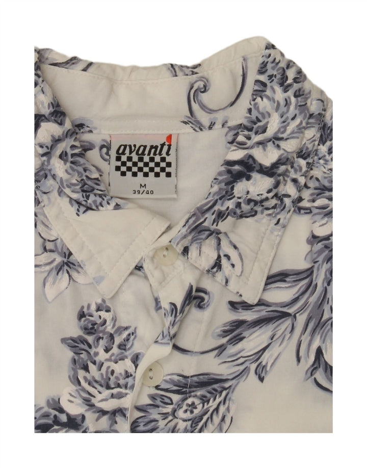 AVANTI Mens Short Sleeve Shirt Size 39/40 Medium White Floral Vintage Avanti and Second-Hand Avanti from Messina Hembry 