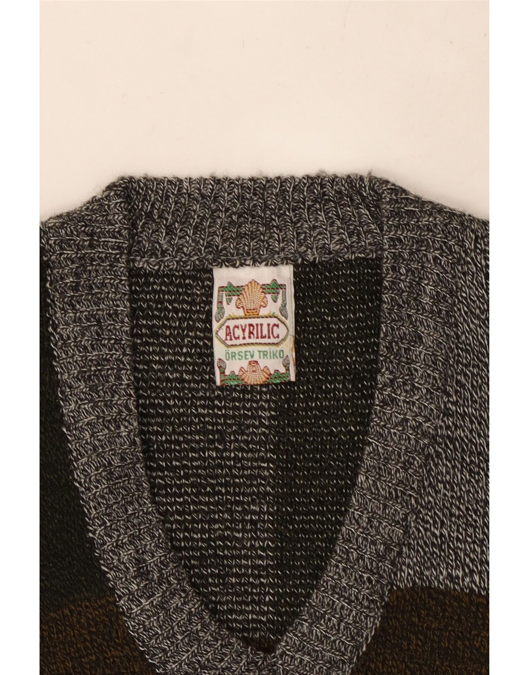 VINTAGE muški prsluk bez rukava Srednje siva akrilna boja