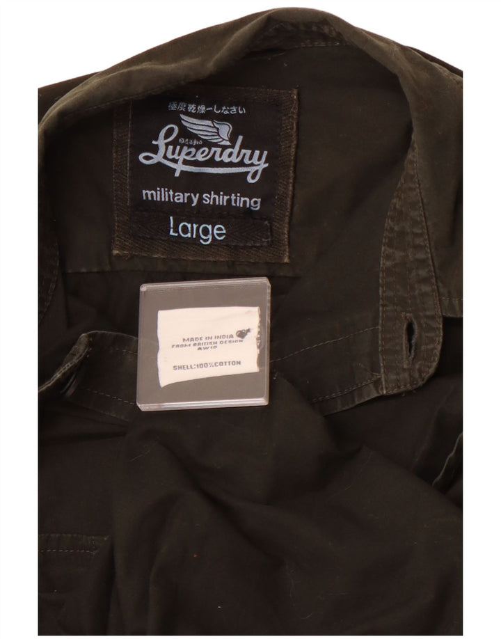 SUPERDRY muška vojna košulja, veliki kaki pamuk