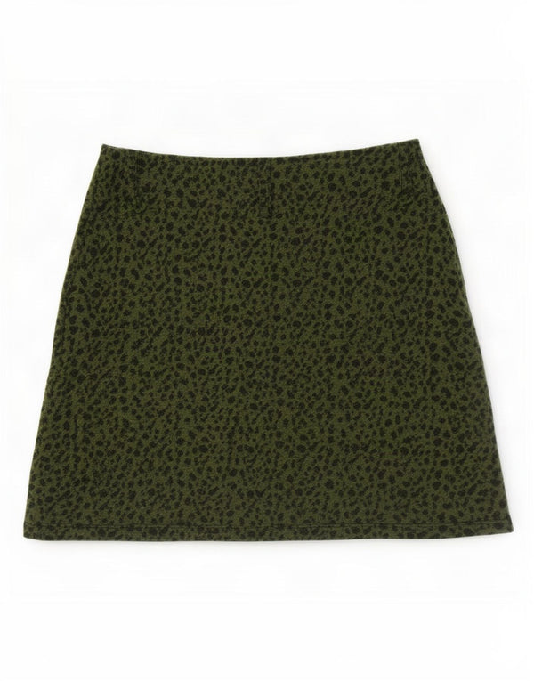 Zara Womens Trafaluc Mini Skirt Medium W28 Green Animal Print Viscose