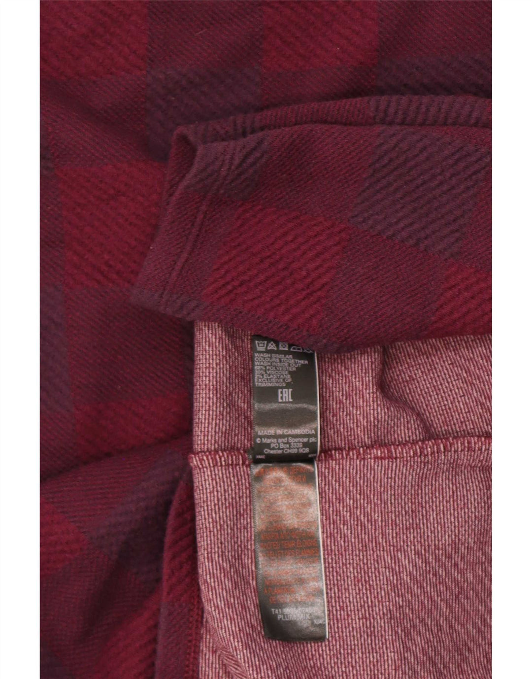 Marks & Spencer ženska majica dugih rukava UK 14 veliki ljubičasti karirani poliester