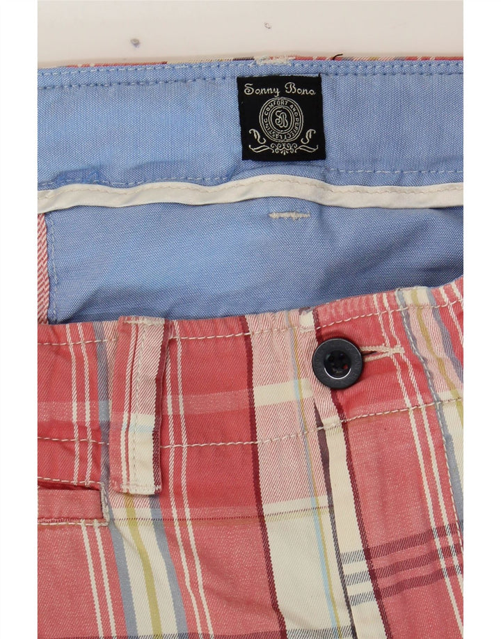 SONNYBONO Mens Chino Shorts W33 Medium  Red Check Vintage Sonnybono and Second-Hand Sonnybono from Messina Hembry 