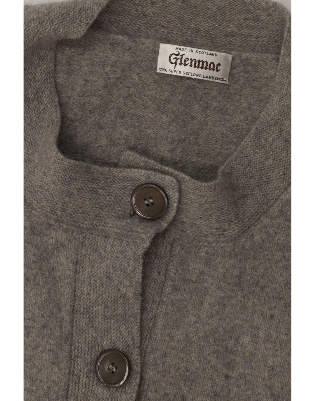GLENMAC Womens 3/4 Sleeve Cardigan Sweater UK 10 Small Grey Wool Vintage Glenmac and Second-Hand Glenmac from Messina Hembry 