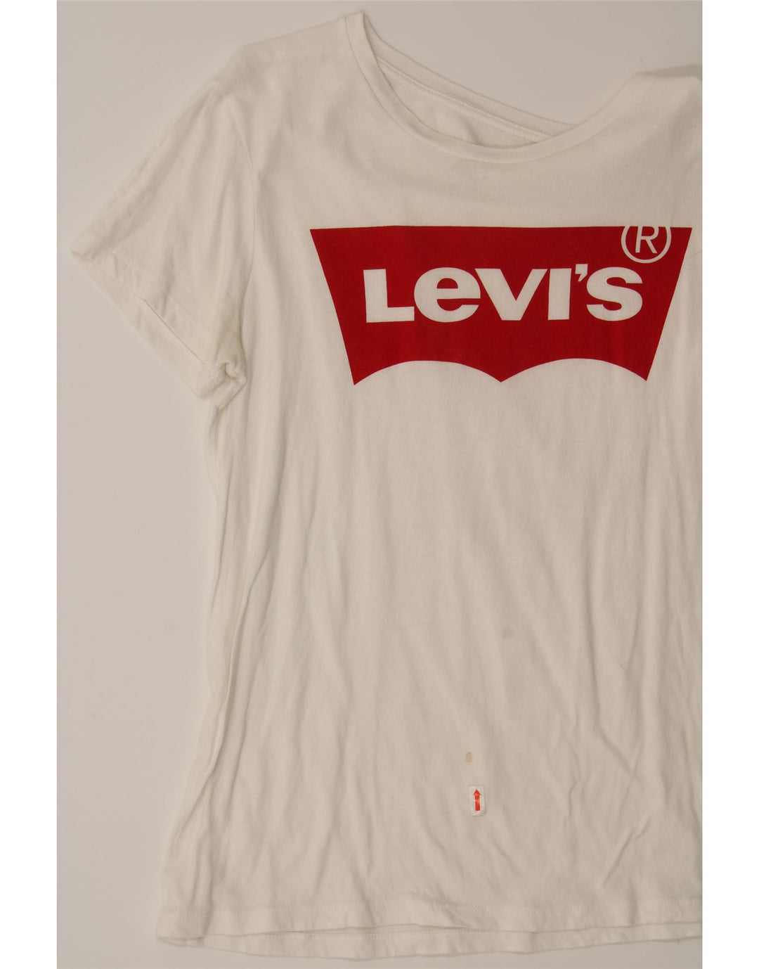 LEVI'S Womens Graphic T-Shirt Top UK 10 Small White Vintage Levi's and Second-Hand Levi's from Messina Hembry 