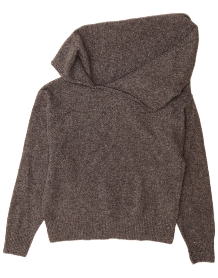 Zara ženski džemper sa šal izrezom UK 10 Mali sivi poliester