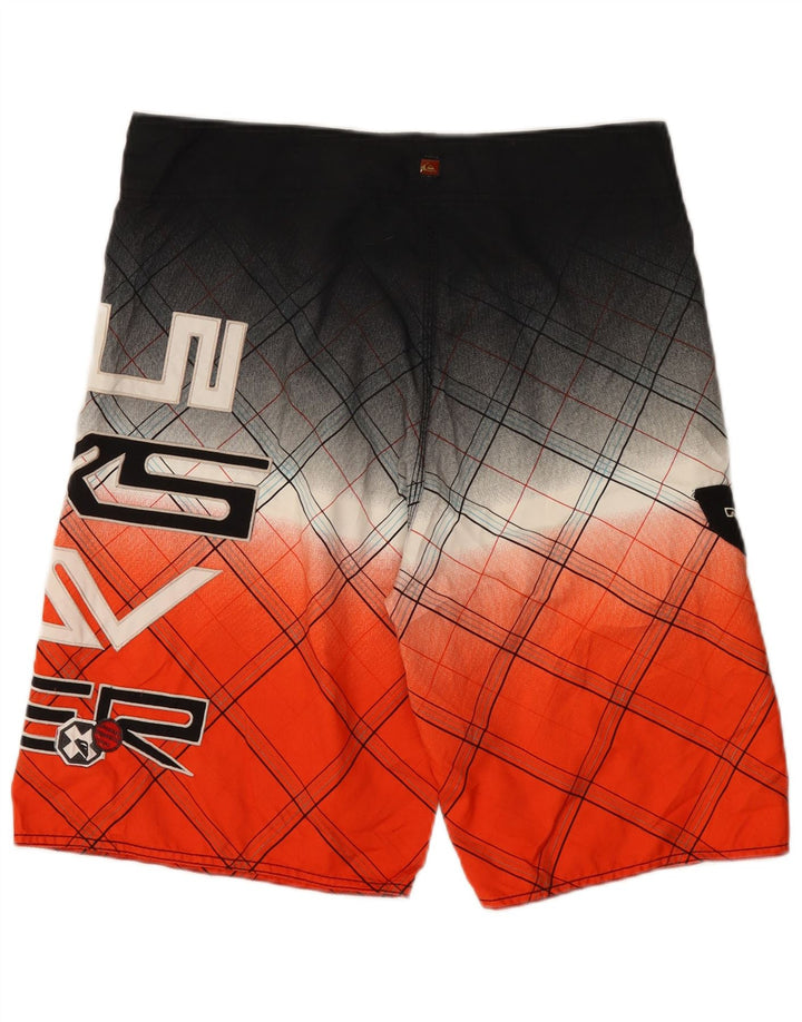 Quiksilver muške kratke hlače za kupanje s grafičkim motivima, veliki narančasti karirani poliester