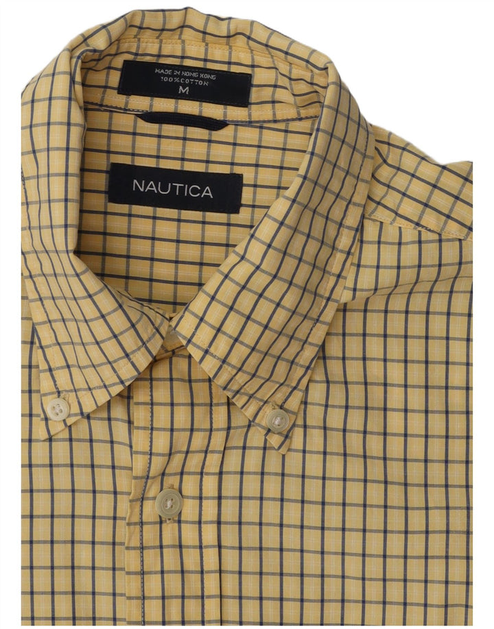NAUTICA Mens Shirt Medium Yellow Check Cotton