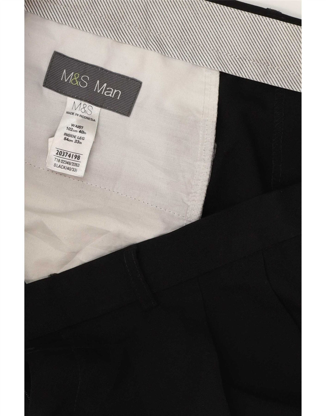 Marks & Spencer muške hlače s štipaljkama W40 L33 crni poliester