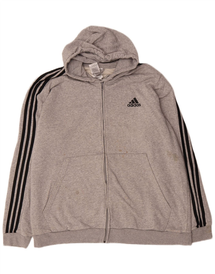 Adidas muški pulover s kapuljačom na patentni zatvarač 2XL sivi