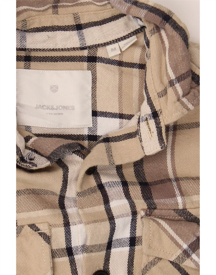 JACK & JONES Mens Flannel Shirt Medium Beige Check Cotton Vintage Jack & Jones and Second-Hand Jack & Jones from Messina Hembry 