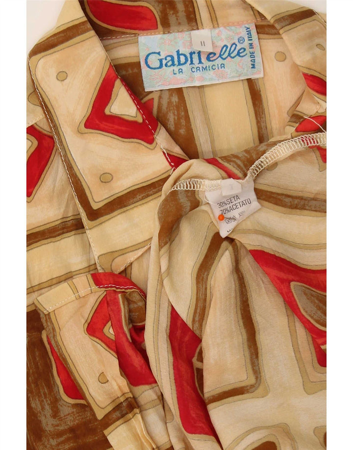 Gabrielle ženska košulja kratkih rukava bluza UK 16 velika bež patchwork svila