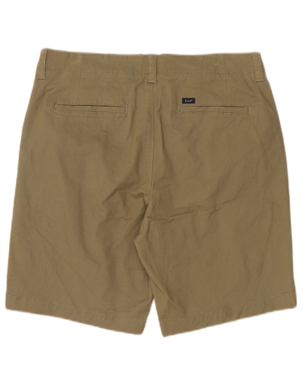 Lee Womens Mid Rise Chino Shorts US 12 Large W34 Green Cotton