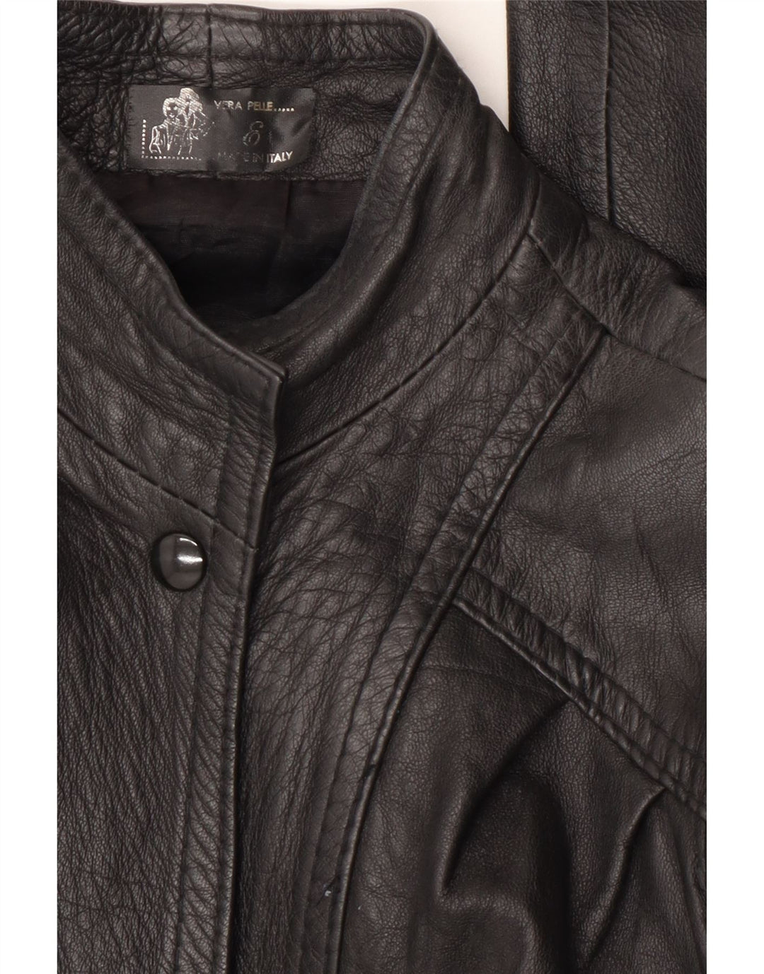 Vintage ženska kožna jakna UK 14 srednje crna koža