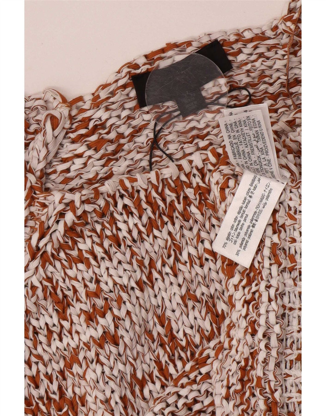 Zara ženska velika heklana bluza Top UK 10 Small Brown Cotton