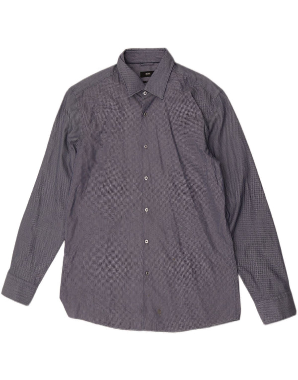 Hugo Boss muška uska košulja veličina 17 43 XL plava karirana