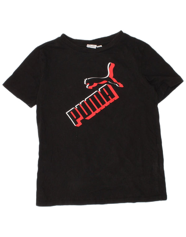 Puma Boys Graphic T-Shirt Top 7-8 Years Small Black Pamuk