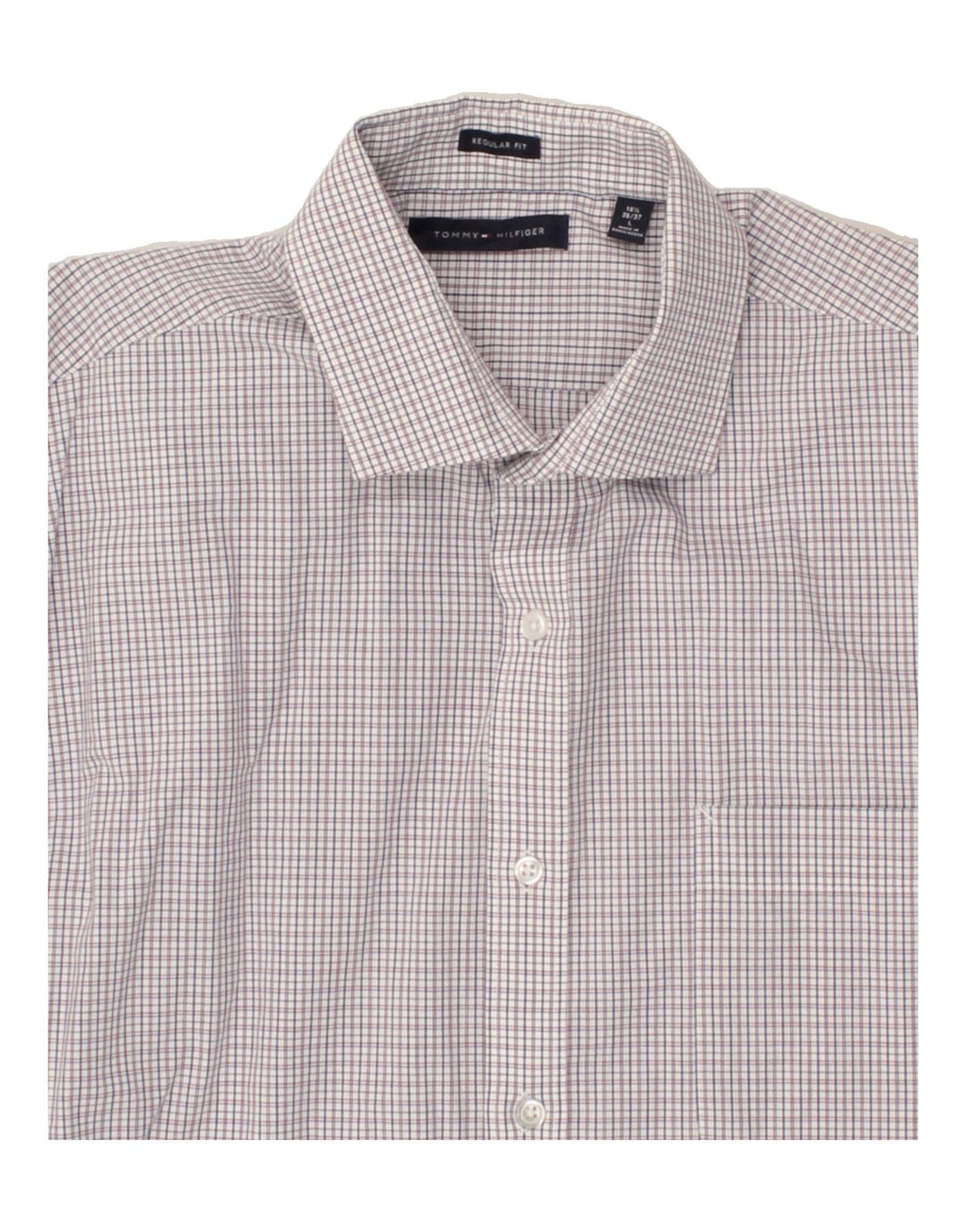 TOMMY HILFIGER Mens Regular Fit Shirt Size 16 1/2 Large Grey Check Vintage Tommy Hilfiger and Second-Hand Tommy Hilfiger from Messina Hembry 