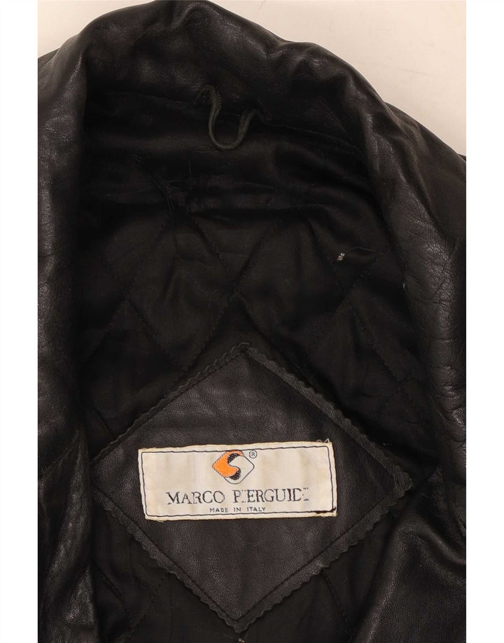 Marco Pierguidi Mens Leather Coat IT 50 Large Black