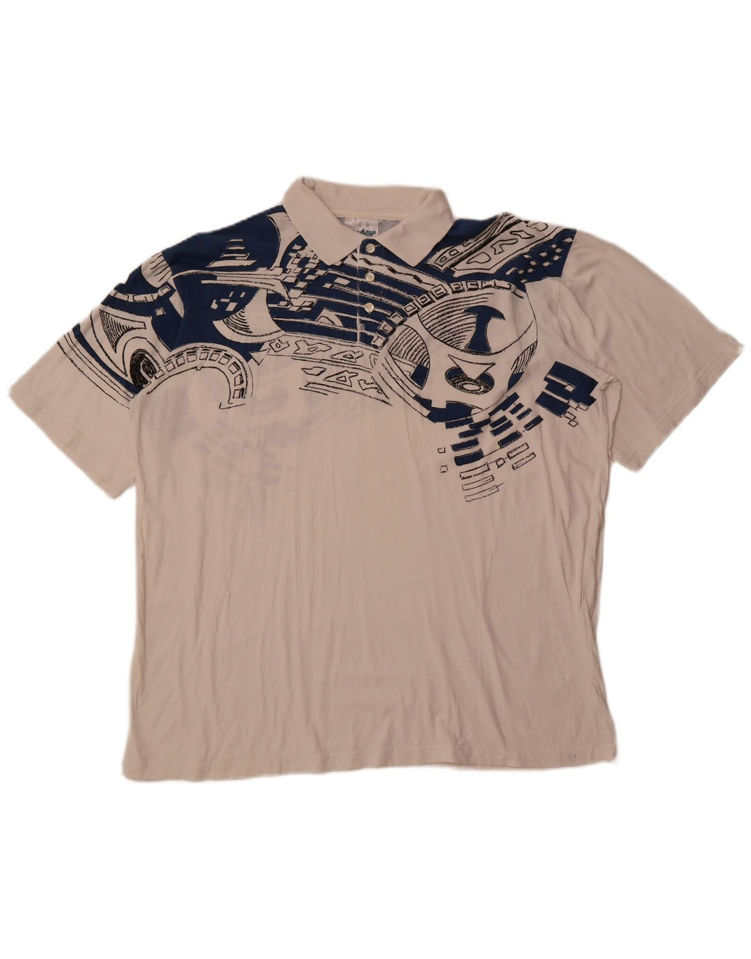 SHAMP Muška grafička polo majica EU 48 Srednje bijeli geometrijski pamuk