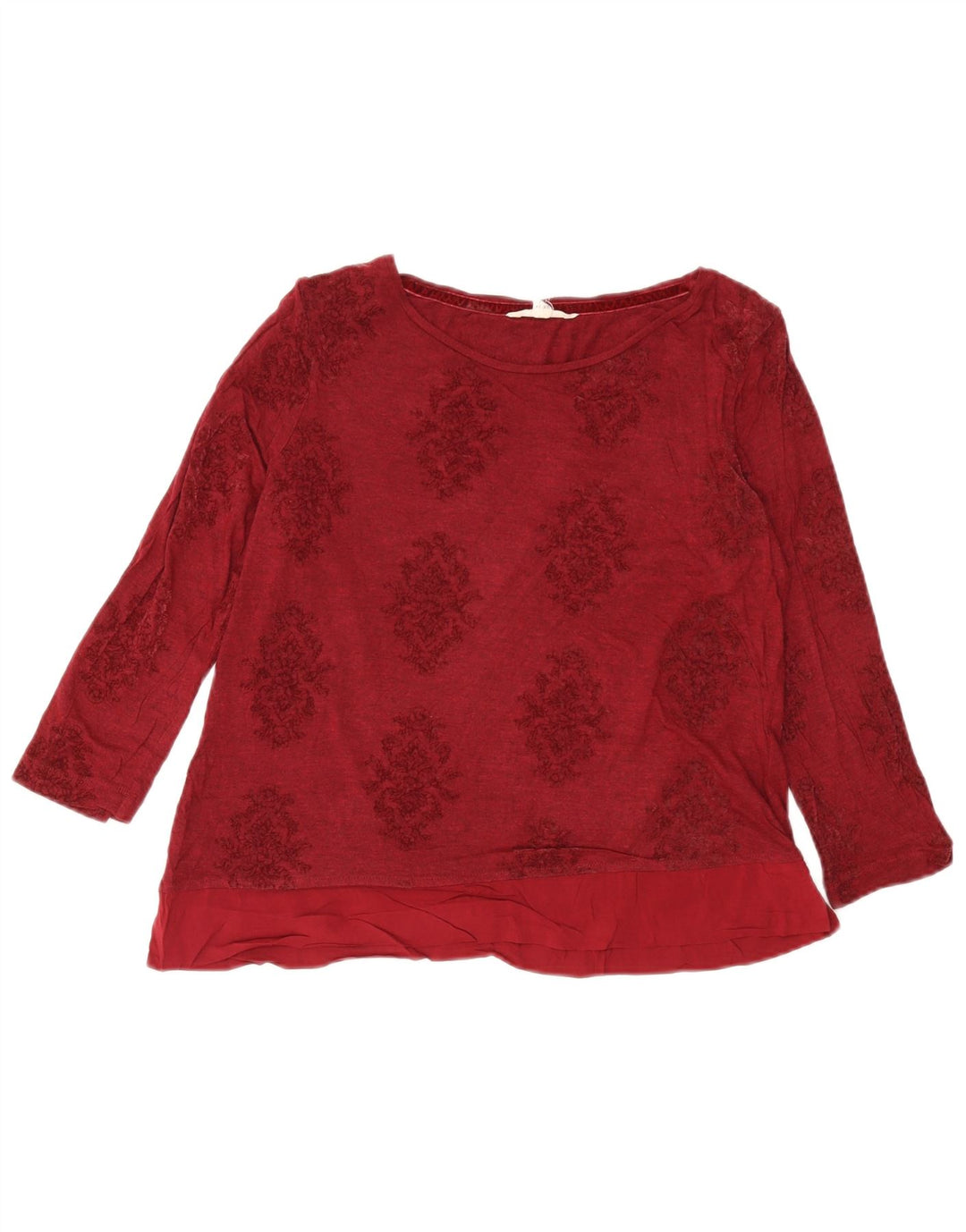 Bijela ženska majica s kratkim rukavima dugih rukava UK 14, velika bordo cvjetna viskoza