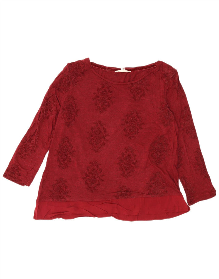 Bijela ženska majica s kratkim rukavima dugih rukava UK 14, velika bordo cvjetna viskoza