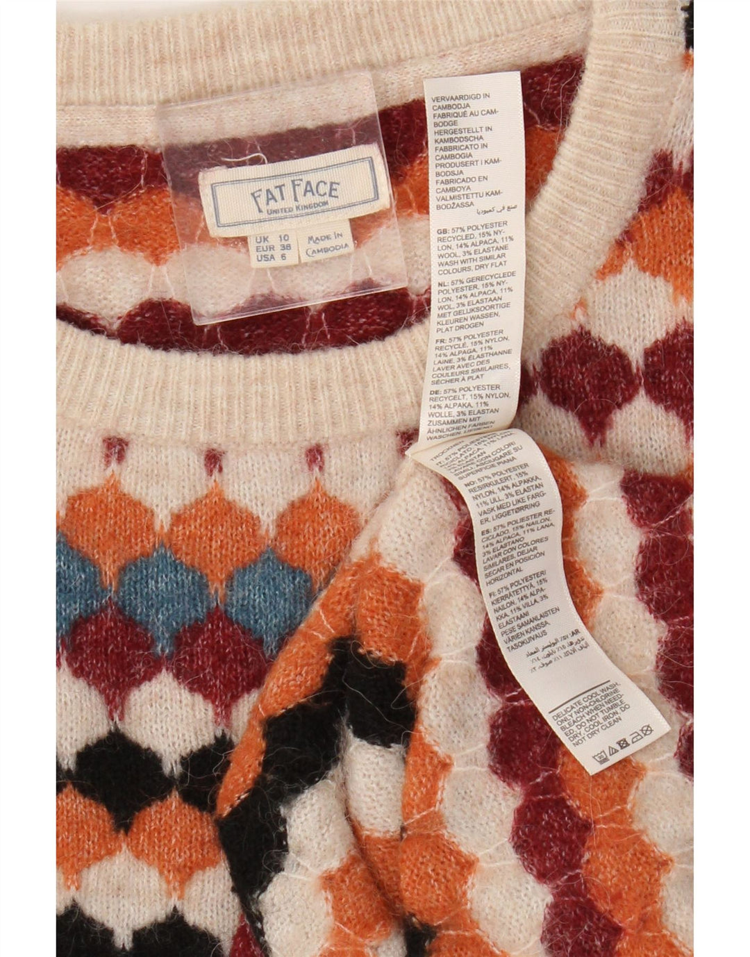 Fat Face Ženski džemper s okruglim izrezom UK 10 Mali višebojni