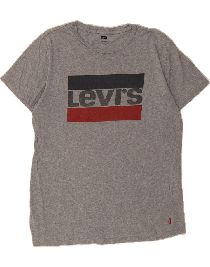 LEVI'S Mens Graphic T-Shirt Top Large Grey Flecked Cotton Vintage Levi's and Second-Hand Levi's from Messina Hembry 